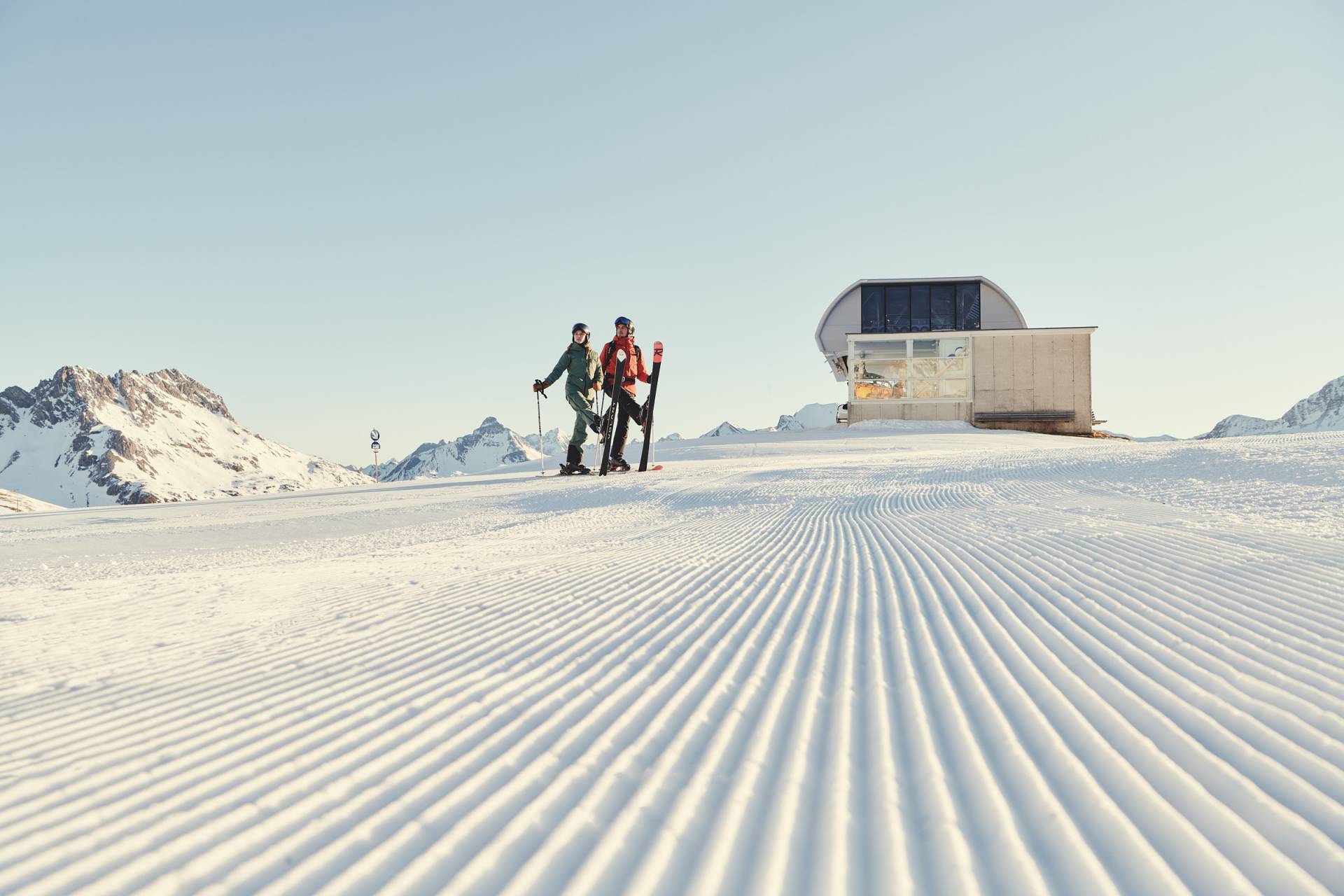 Ski Piste Bergstation Skigebiet Arlberg