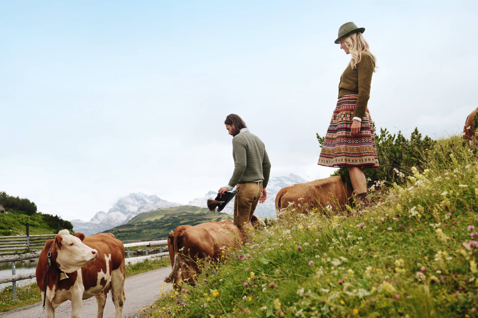 Hiking among cows in the Arlberg region