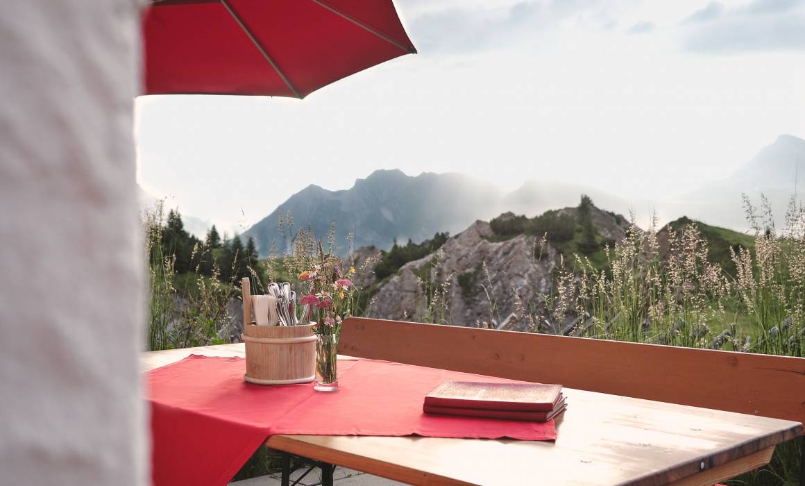 Kriegeralpe Terrasse Panorama