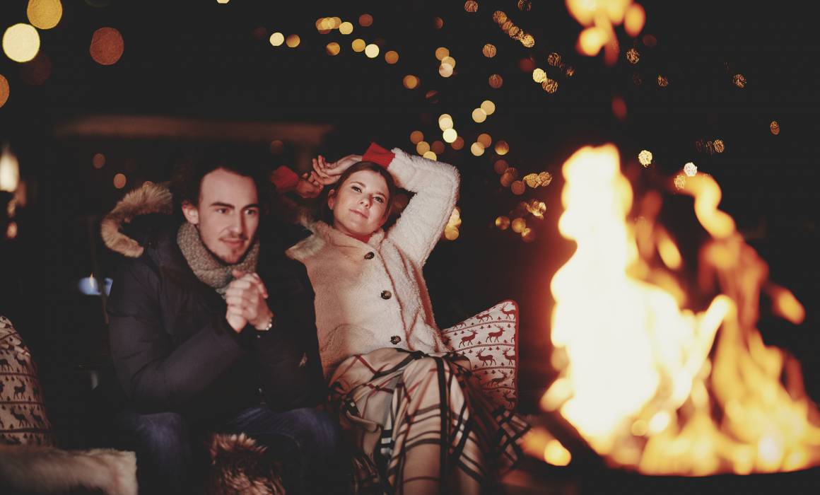 Lagerfeuer Winter Abend 