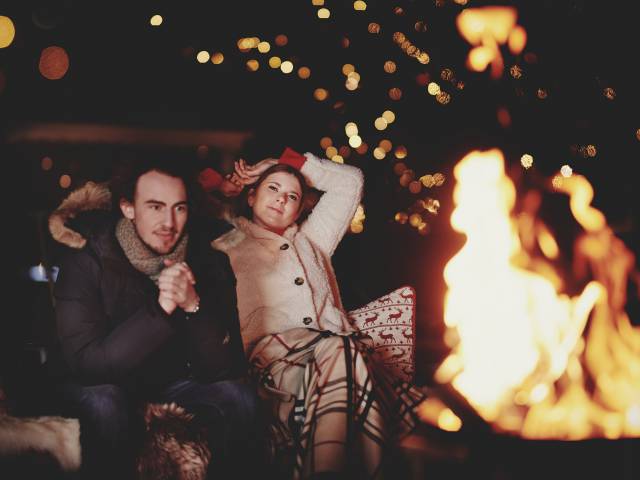 Lagerfeuer Winter Abend 