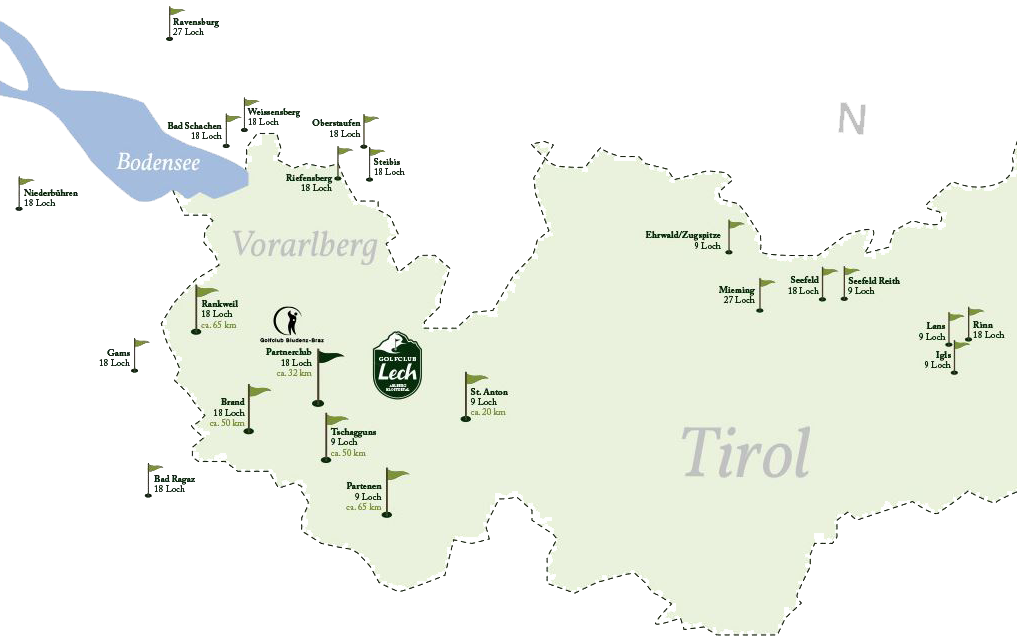 Golfplätze Karte Tirol Vorarlberg
